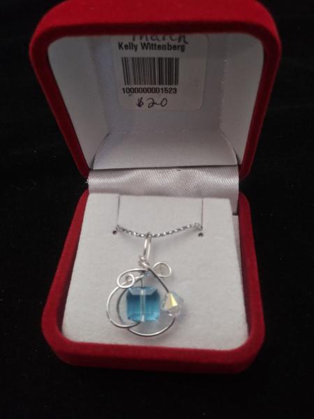 March -  Aqua Birthstone W/18 inch chain picture