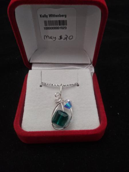 May Emerald Birthstone W/18 inch chain