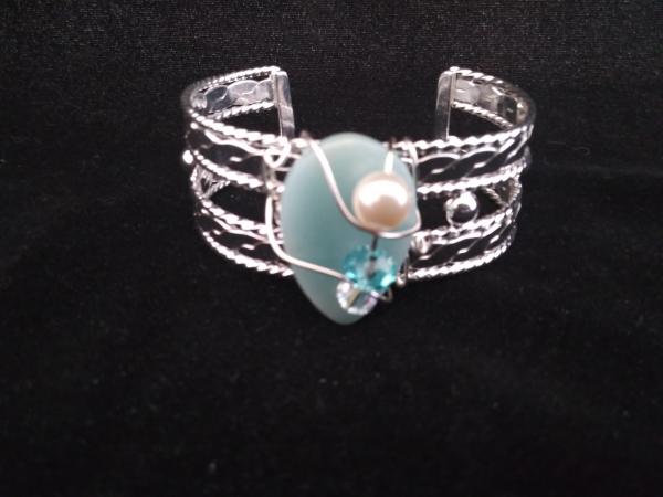 Amazonite Stone Cuff Bracelet