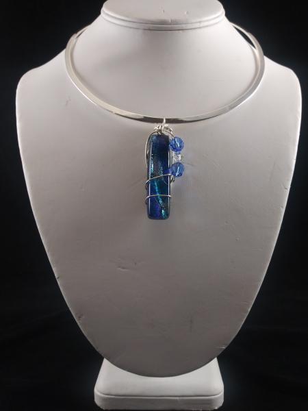 Blue dichroic glass pendant only picture