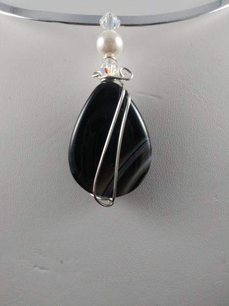 Black and White Banded Agate Pendant Only picture