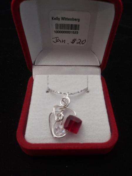 January Garnet Birthstone W/18 inch chain picture