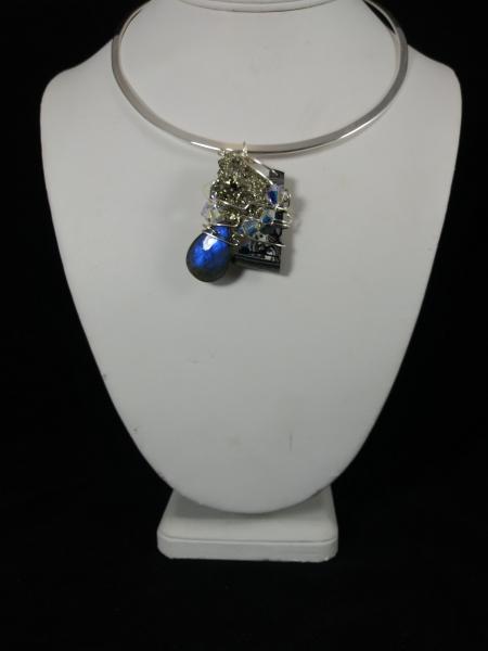 Labradorite, pyrite, fordite pendant only mix