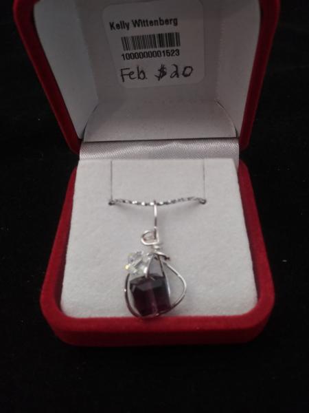 February Amethyst Birthstone W/18 inch chain