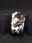 Black Brown and White Agate Cuff Bracelet