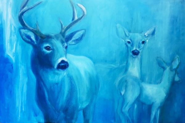 The Protectors deer oil painting