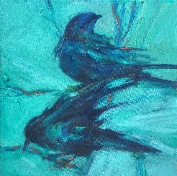 Ravens on Blue painting