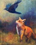Where are you going? fox and crow painting
