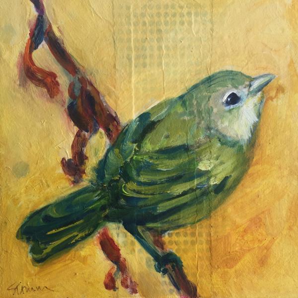 Gnatcatcher small bird oil painting
