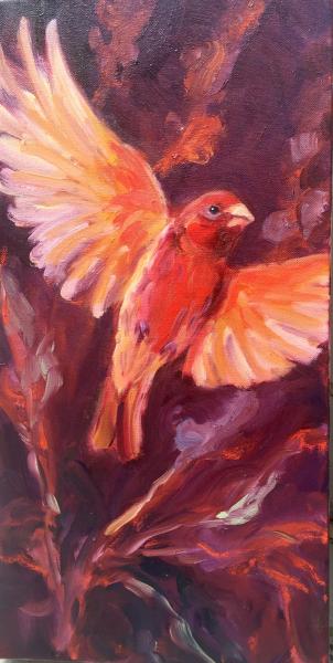 Flying finch original painting