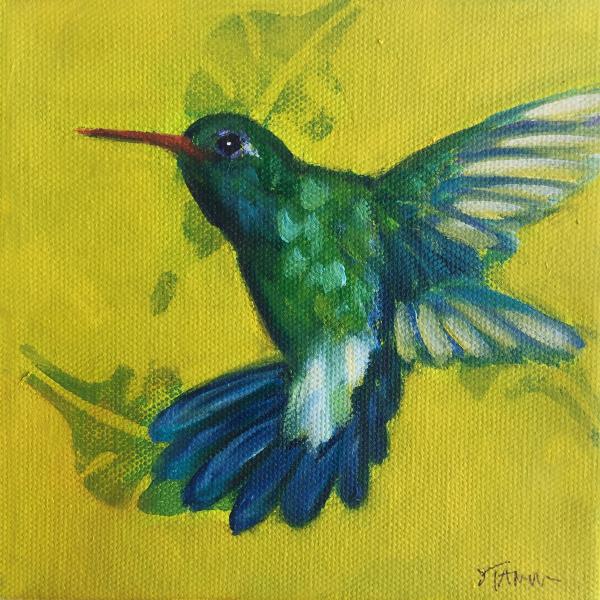 Broadbilled hummingbird small bird painting