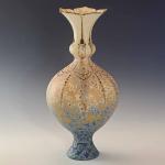 Flowertop Vase with Beige and Blue Glaze