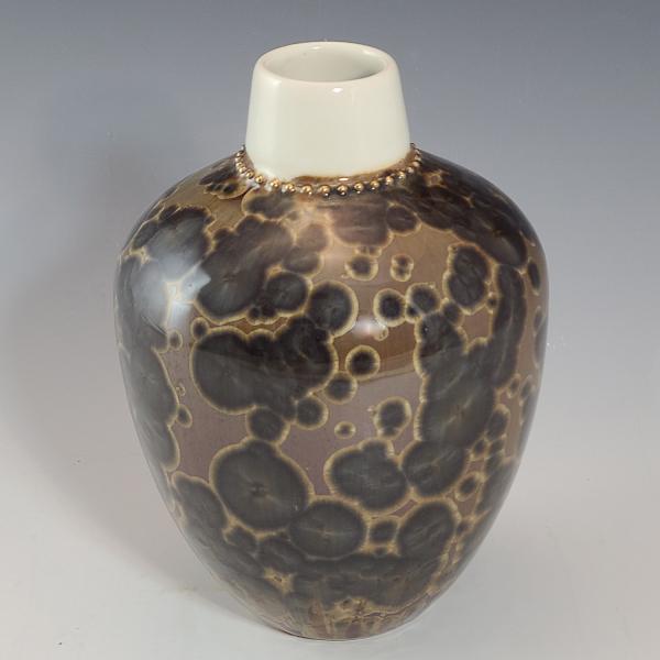 Porcelain Vase with Dark Brown Crystalline Glaze