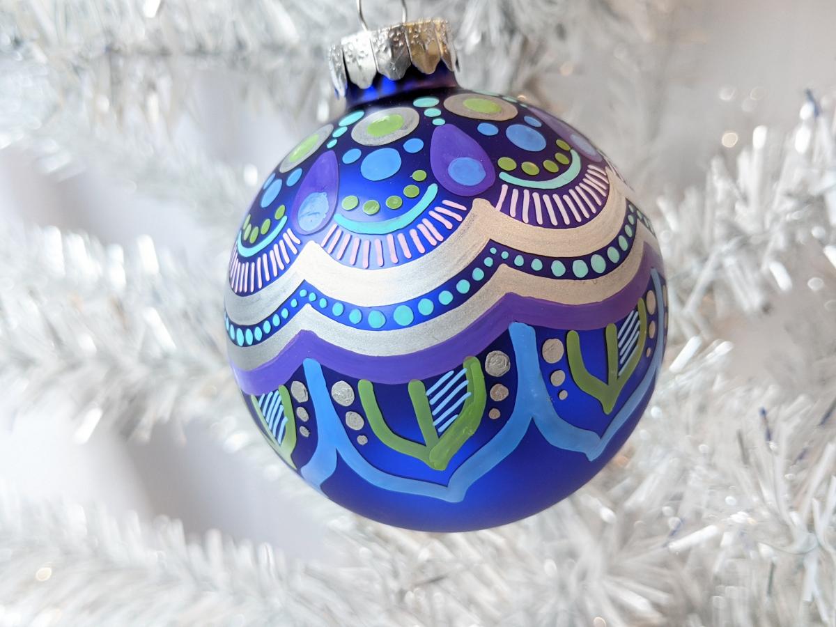 Purple Feather Mandala Ornament picture