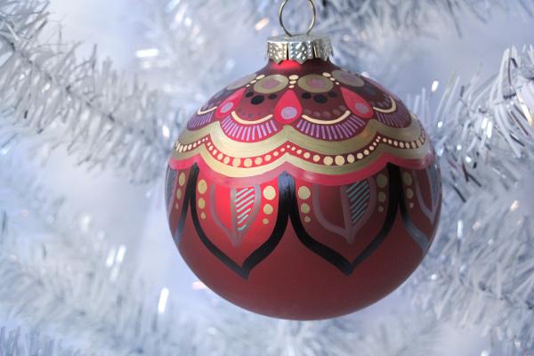 Red Mandala Leaf Ornament picture