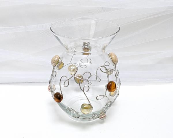 Tan Beaded Bubble Vase picture