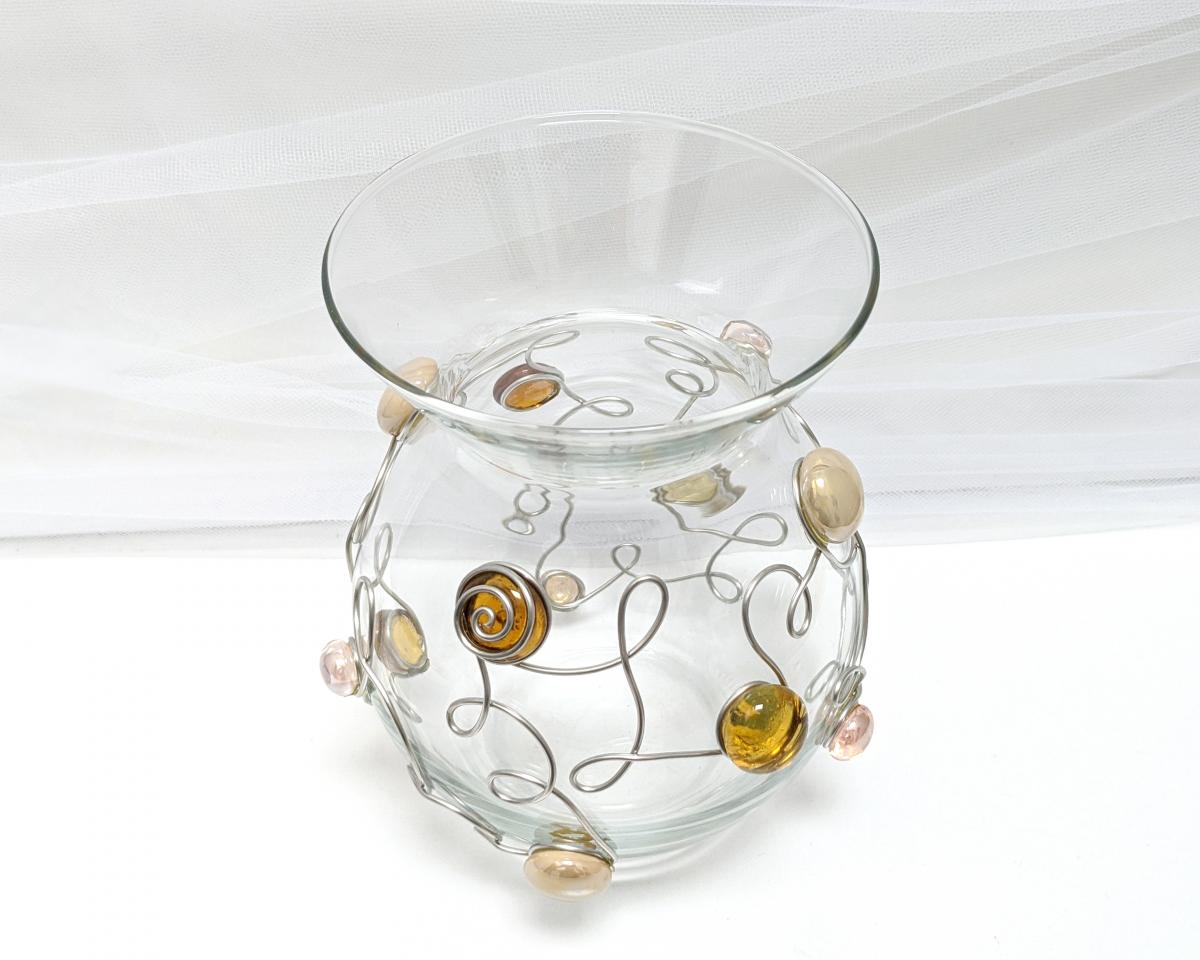 Tan Beaded Bubble Vase picture