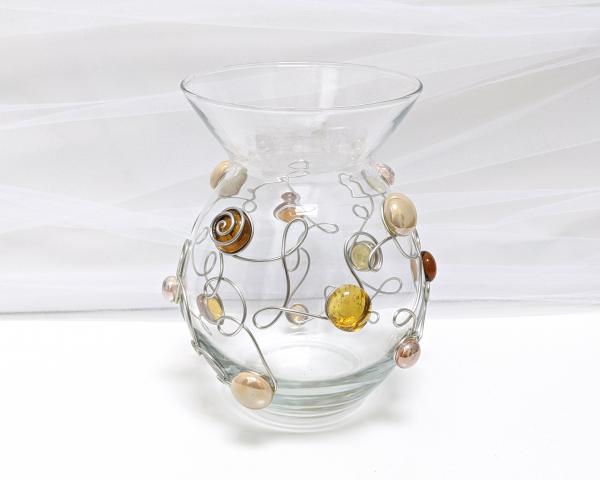 Tan Beaded Bubble Vase