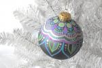 Gray Mandala Leaf Hand Painted Ornament