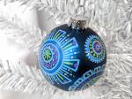 Whimsical Blue Ornament with Lime and Purple Design