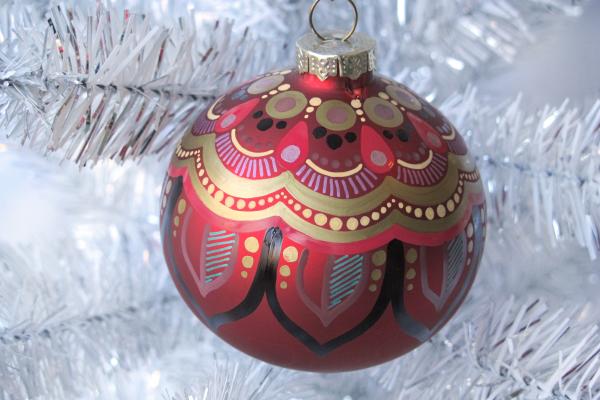 Red Mandala Leaf Ornament picture