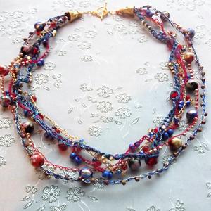 Custom Made to Order Four Strand Crochet Beaded Necklace - Wire, Fiber or a Mix - You Choose Length, Colors, Materials - One of a Kind Gift picture