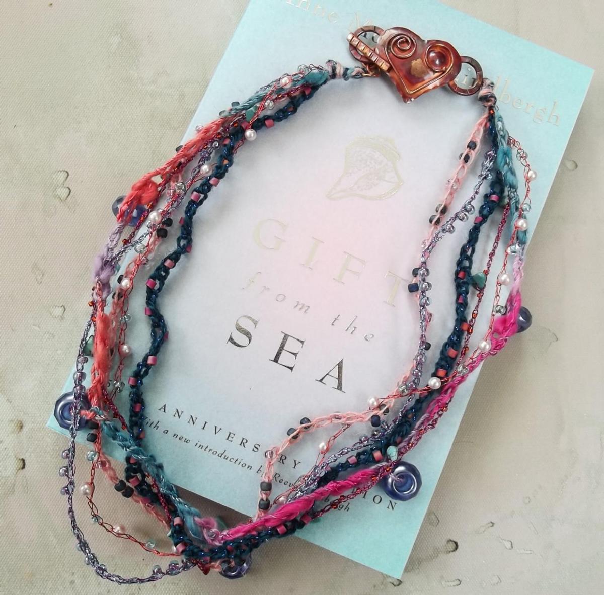 Custom Made to Order Three Strand Crochet Beaded Necklace - Wire, Fiber or a Mix - You Choose Length, Colors, Materials - One of a Kind Gift picture