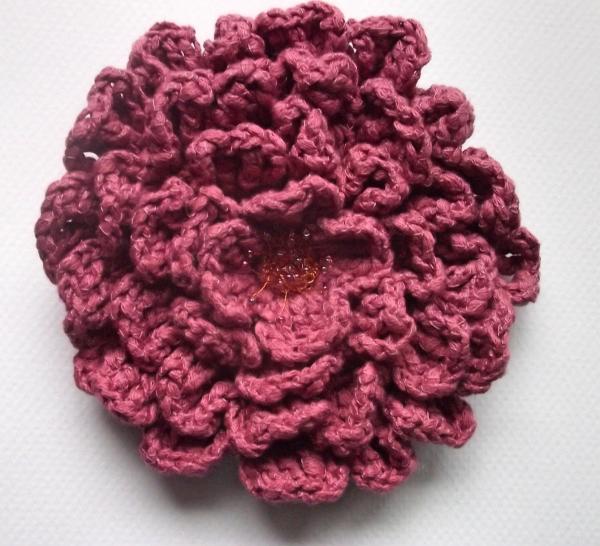 Absolutely Mauvelous Crocheted Flower Mixed Media Brooch - One of A Kind picture