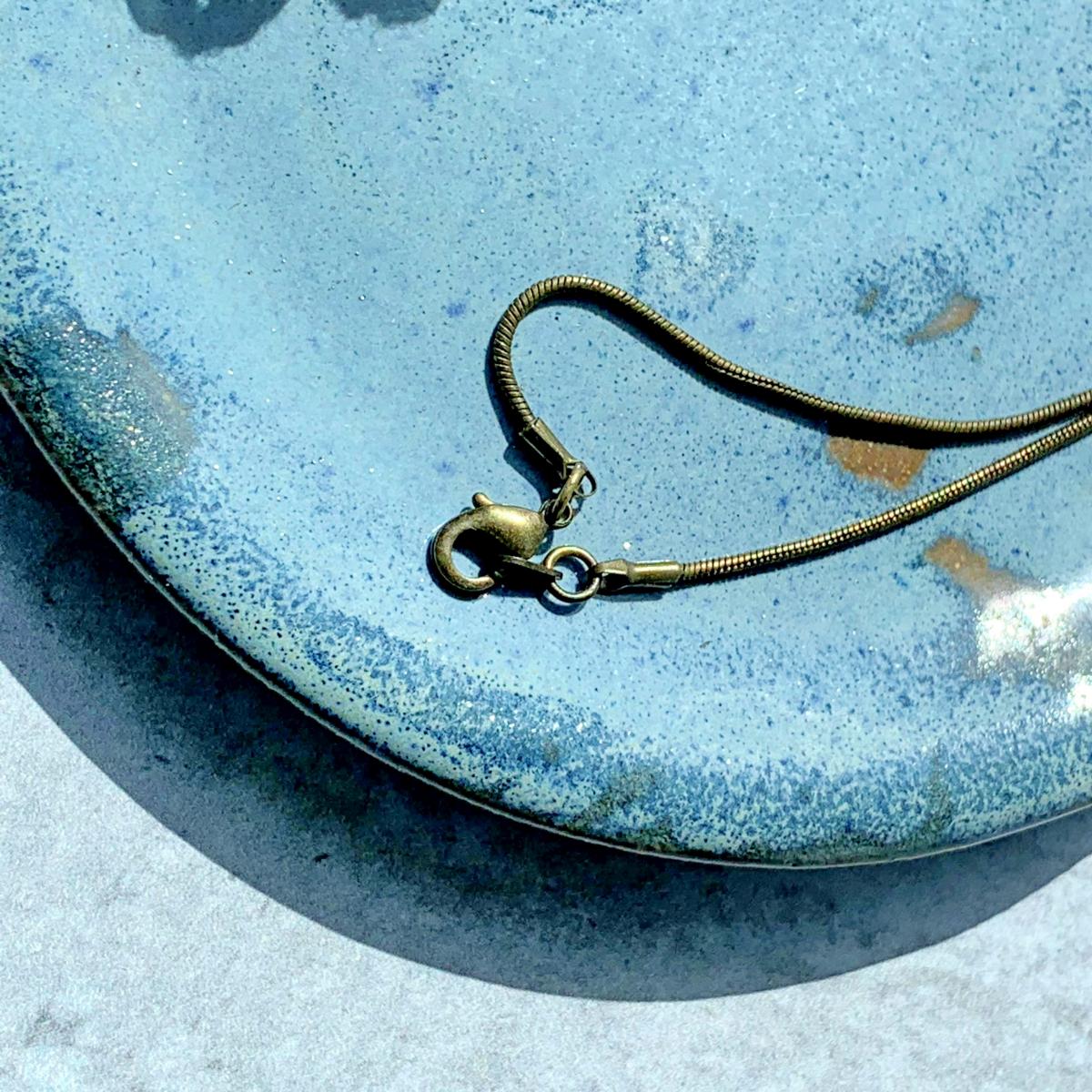 Sparkling Spiral Ruffle Necklace - Taupe Black Silver Gold - Cotton Linen Metallic Blend Thread - Antique Brass Snake Chain - One of a Kind picture