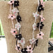 Multi Strand Crochet Flower Necklace in Pink, Black, and Silver - One of a Kind - Garlands of Flowers picture