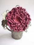 Absolutely Mauvelous Crocheted Flower Mixed Media Brooch - One of A Kind