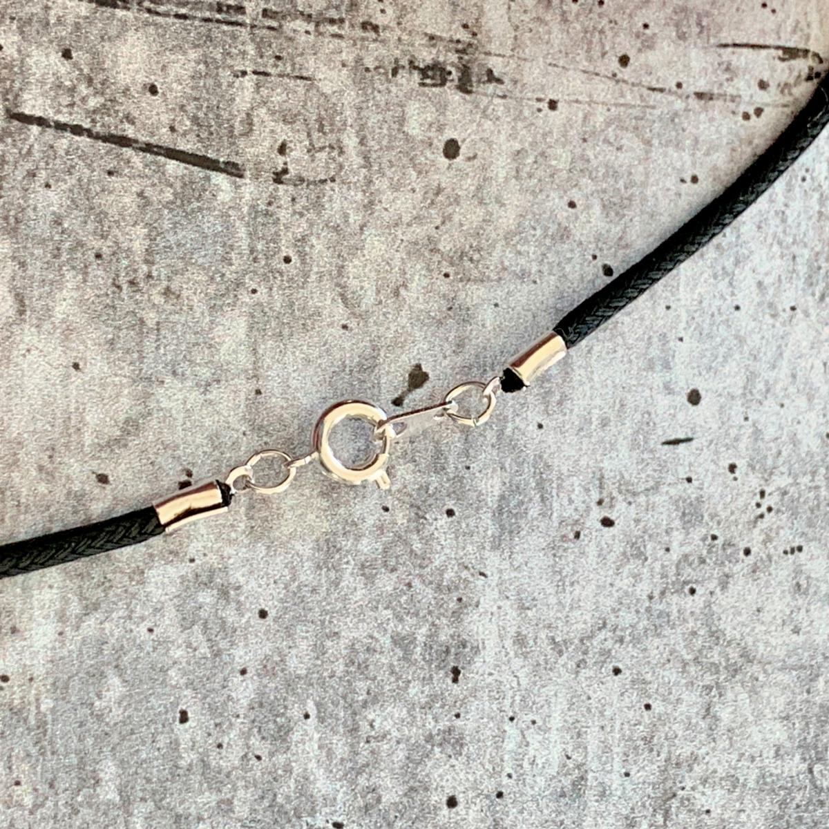 Slider Heart Pendant Necklace - Mixed Media - Antique Silver Filigree Metal Heart - Pink Red Multicolor Fiber - Black Waxed Cotton Cord - 23 inch picture