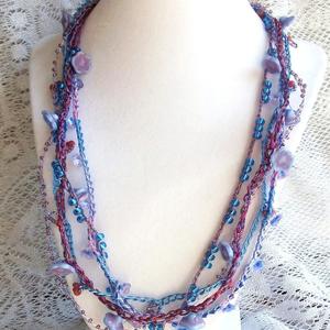 Custom Made to Order Five Strand Crochet Beaded Necklace - Wire, Fiber or a Mix - You Choose Length, Colors, Materials - One of a Kind Gift picture