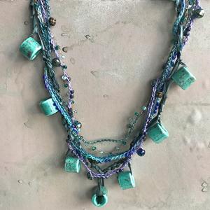 Custom Made to Order Three Strand Crochet Beaded Necklace - Wire, Fiber or a Mix - You Choose Length, Colors, Materials - One of a Kind Gift picture