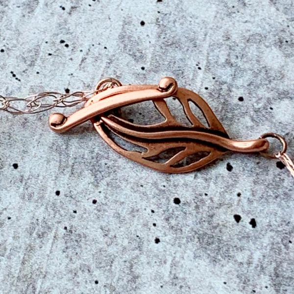 Whispering Petals Mixed Media Necklace - Subtle Pinks, Pale Green, White - Rose Gold Wire - Lightweight - One of a Kind - 19 inch - floral picture