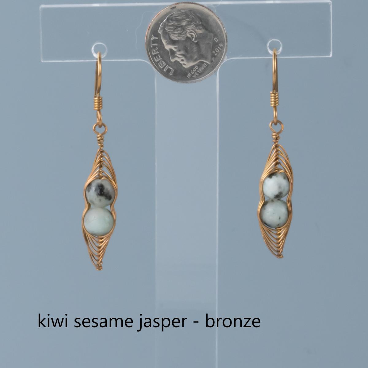 Herringbone earrings with 2 beads picture