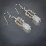 Moonstone silver wire woven earrings