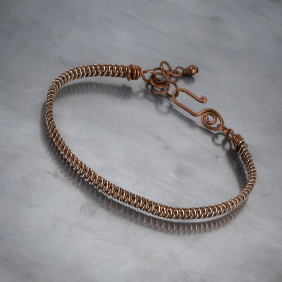 Copper and copper/silver snake weave bracelet picture