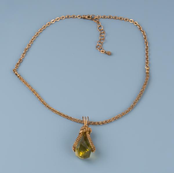 Faceted lemon quart bronze woven pendant picture