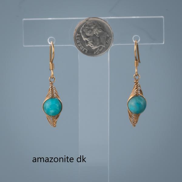 Herringbone earrings with center bead bronze picture
