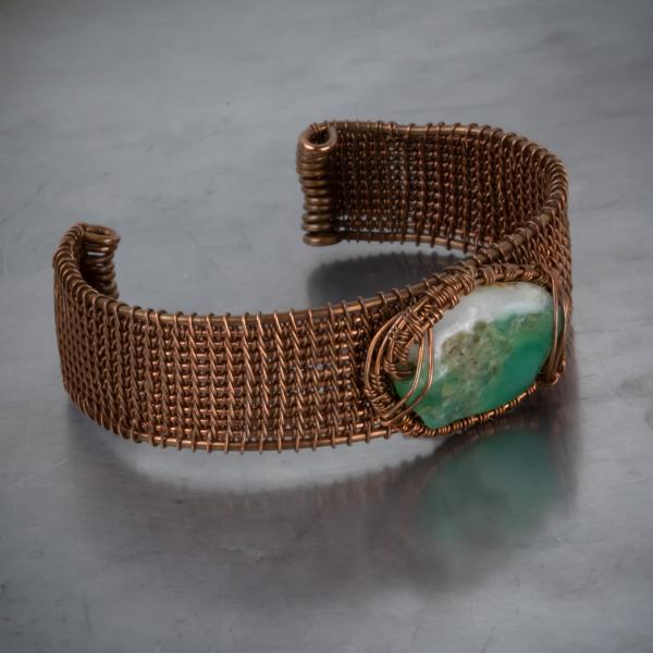 Chrysoprase and copper woven cuff picture