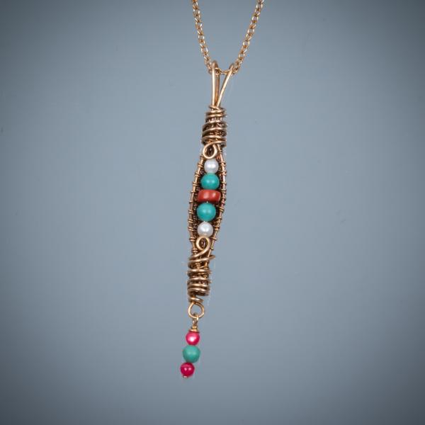 turquoise red coral pod pendant picture