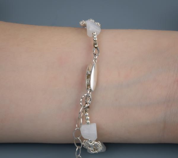 Moonstone and sterling silver wire woven bracelet picture