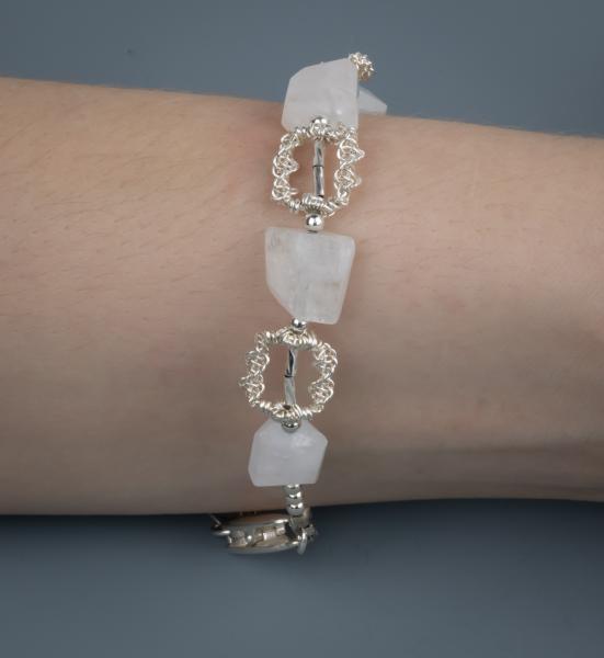 Moonstone and sterling silver wire woven bracelet picture