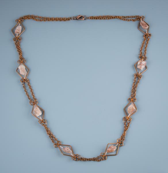 Sunstone and copper wire work necklace picture