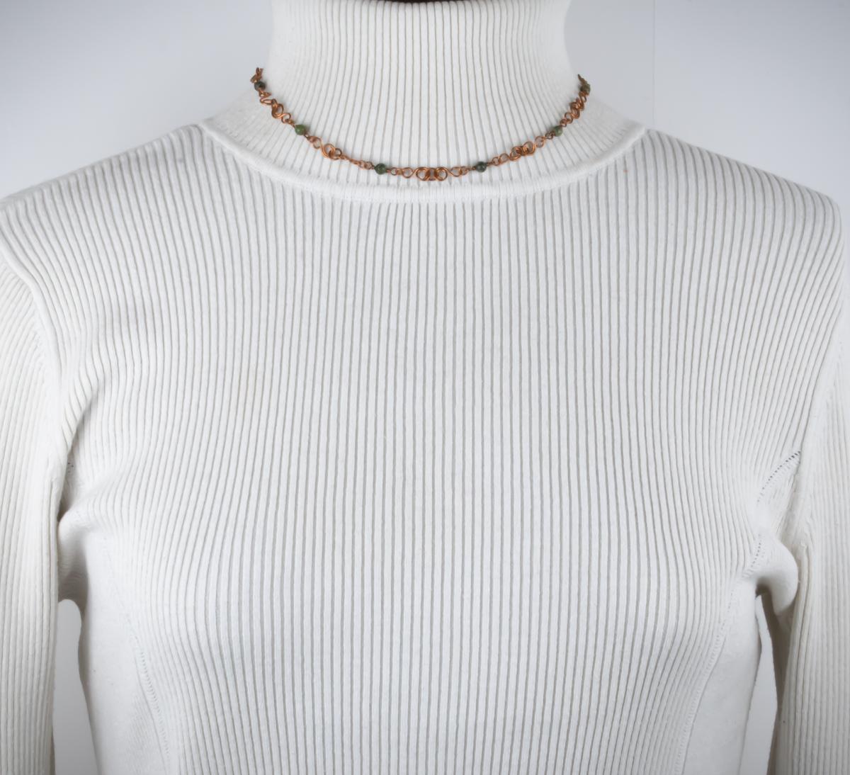 Jade copper "S" link necklace picture