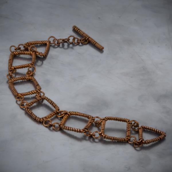 Geometric copper wire work bracelet.