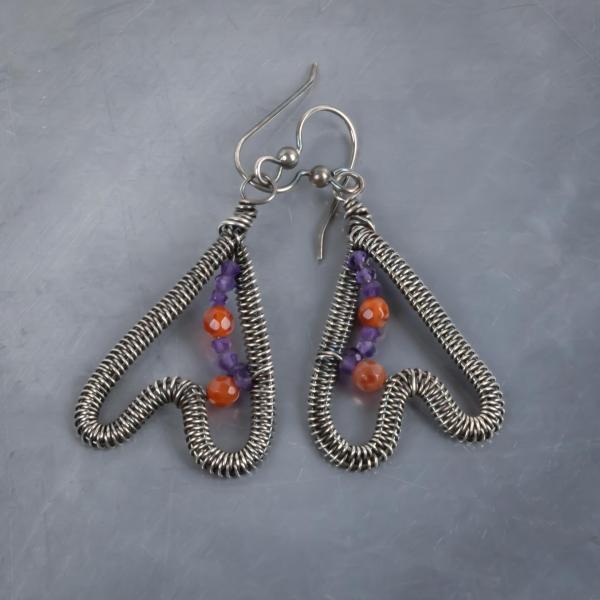 Free form snake weave earrings with beads
