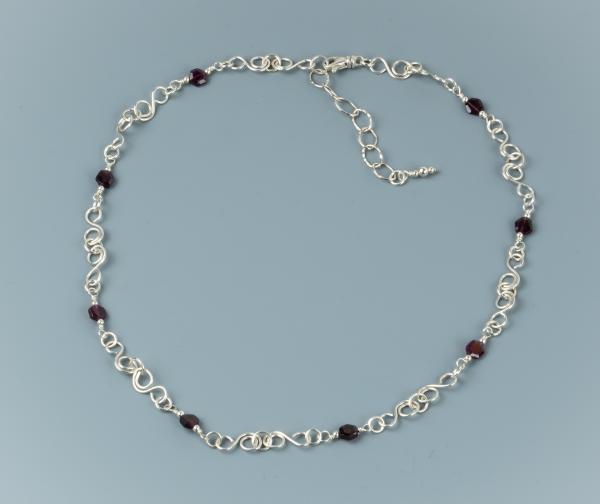 Garnet and sterling silver "S" link necklace picture