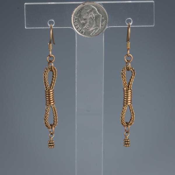 Bronze braided cinch loop earring picture